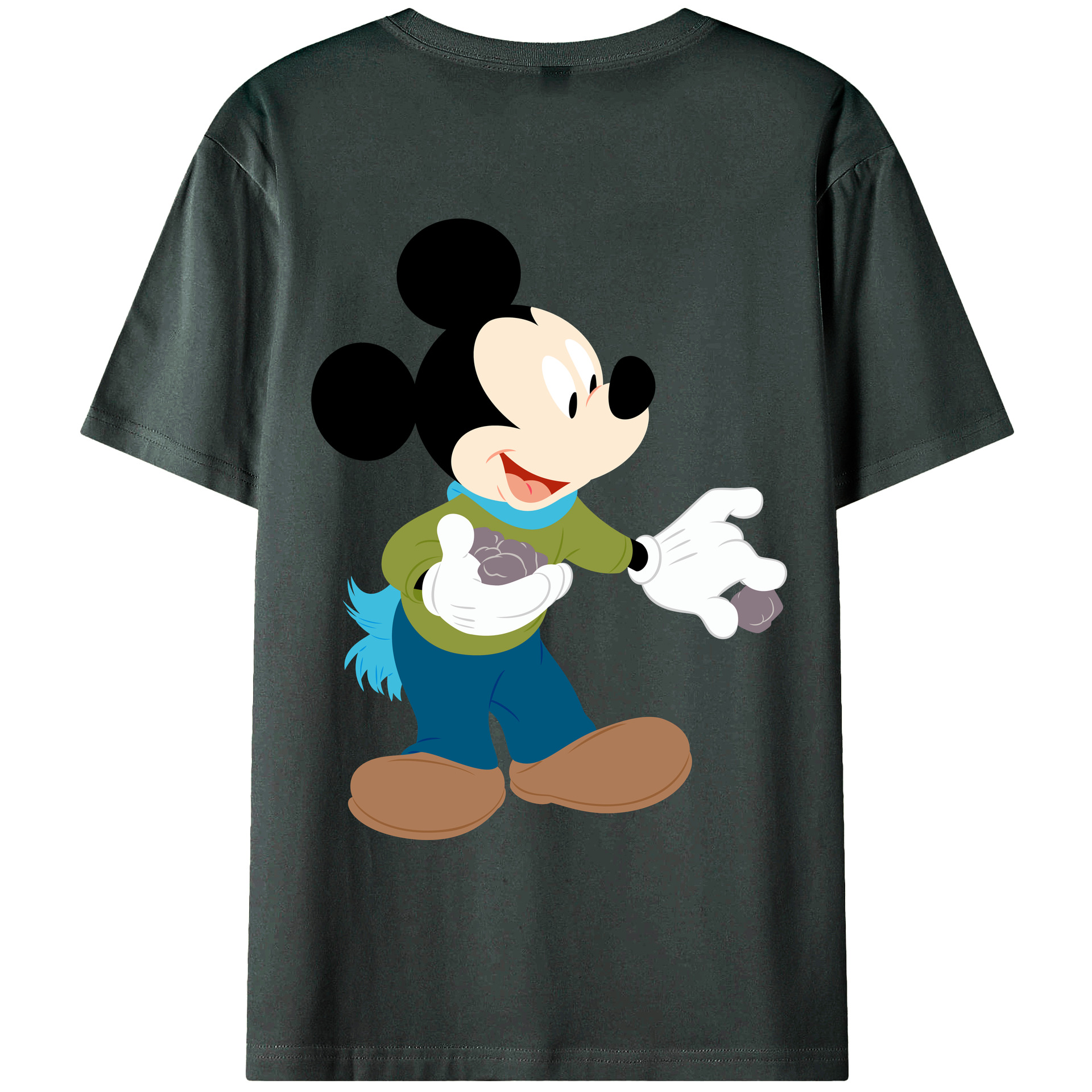 ミッキーマウス Mickey Mouse 綿100％ メンズ半袖Tシャツ（バックプリント） 通気性